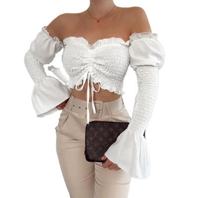 China Anti-wrinkle off the shoulder clothes women somck long sleeves sexy crop tops sexy women tops for sale