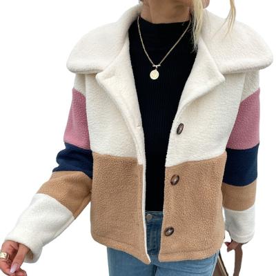 China Anti-wrinkle winter autumn solid color lapel double-sided velvet coat single breasted multicolor patchwork jacket for sale