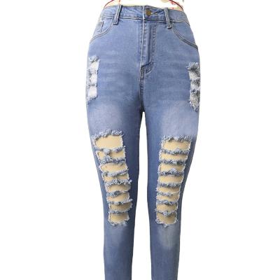 China European and American wish new women's jeans personality fashion hole flare micro QUICK-DRY pants for sale