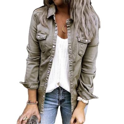 China New Design Fashion Casual Women's Jean Jackets Solid Color Ladies Anti-Wrinkle Coat for sale