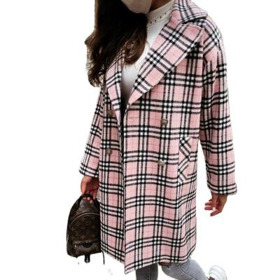 China Anti-wrinkle fashion women's autumn 2021 new casual women's plaid crossover cardigan long suit collar jacket for sale