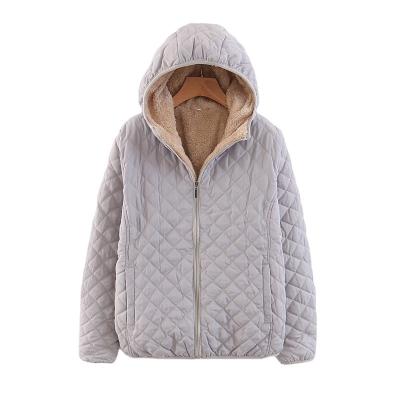 China Anti-wrinkle Plaid Cashmere Hooded Thermal Jacket Closed And Thickened Warm Cotton Padded Clothes for sale