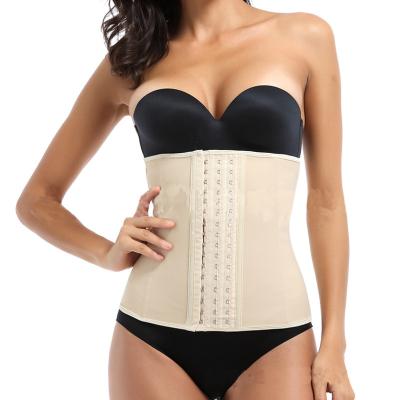 China 9 Layer Antibacterial Steel Bone Three Buckle Latex Generous Waist Closure Body Shaping Clothes Rubber Corset for sale