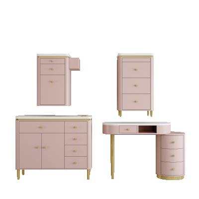 China Minimalist pink salon furniture package nail table lamp manicure table for nail salon for sale