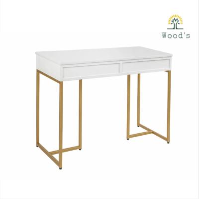 China Minimalist Cheap White Medal Gold Salon Furniture Manicure Nail Tables For Beauty Salon for sale