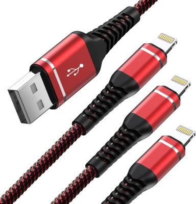 China Video Game Player Charger For iPhone Cable 3Pack 6ft Lightning Cable, USB Long Braided Nylon Charging Cord Compatible With iPhone for sale