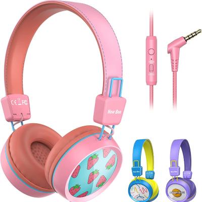 China Earphone Kids Headphones For School With New Foldable KH20 Wired HD Stereo Safe On-Ear Headphones Volume Limited 85dB/94dB Microphone Bee for sale