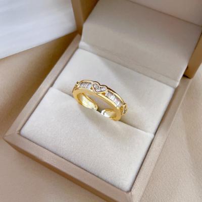 China New Fashion Fashion Stainless Steel Zircon Heart Shaped Ring For Women Knuckle Ring Jewelry Luxury Exquisite Valentine's Day Open Gift for sale