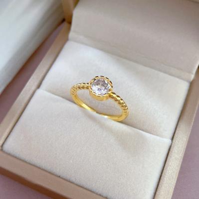 China Simple Fashion New Ins Fashion Zirconia Gold Plated Ring For Women French Romantic Statement Jewelry Accessories Wholesale for sale