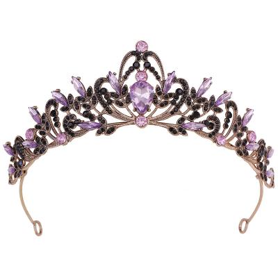 China Simple Purple Headband Wedding Hair Accessories New Crystal Bridal Crowns and Tiaras Hair Jewelry Accessories Women Rhinestone Headwear Tiara for sale