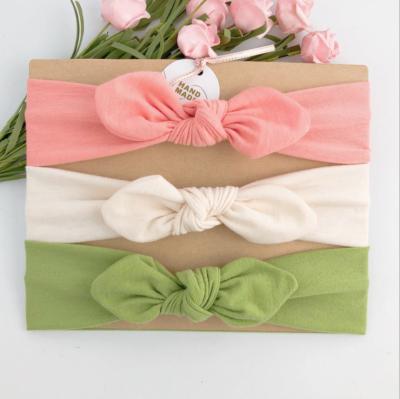 China Popular 3 Pcs/Set Cute Rabbit Ear Baby Headband Flower Printed Bows Kids Elastic Headbands Headbands For Girls Hair Accessories for sale