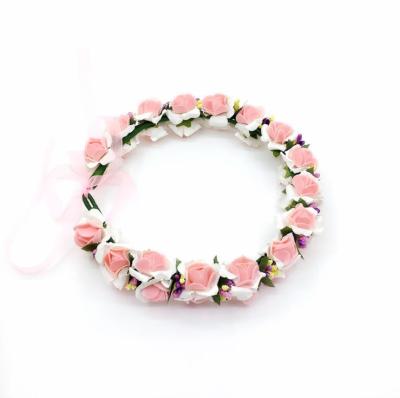 China Friendly Material Floral Hair Garland Girls Flower Hair Accessories Boho Flower Wreaths Headband Girl Wedding Party Headpiece for sale