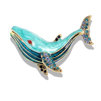 China New Fashion Enamel Whale Brooches For Women And Men Fashion Sea Animal Fish Pin Vivid Brooch Gift High Quality Pendant for sale