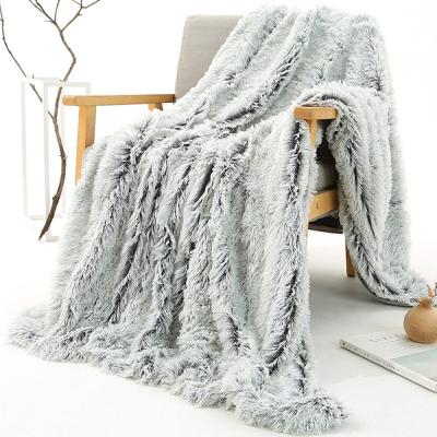 China Sale 150X200cm Silver Gray Red Coffee Faux Fur PORTABLE Warm Throw Blanket Amazon Sofa Chair Bed Bedding Super Soft Plush Fiber Blanket for sale