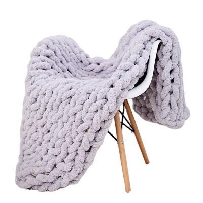 China Chenille Anti-Static Chunky Knitted Blanket Weaving Blanket Mat Throw Chair Decor Warm Chat Home Decor Blanket Knitted For Photography D30 for sale