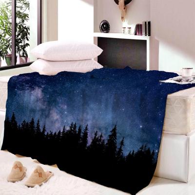 China PORTABLE Bed Blanket 3D Print Sherpa Night Sky Blanket Purple Red Soft Throw Trees Branches Spider Web Bedspreads for sale