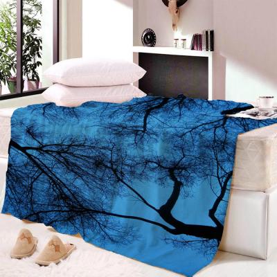 China PORTABLE Custom Plush Bed Covers Microfiber Sofa Couch Blanket Cozy Warm Reversible Covering Trees for sale