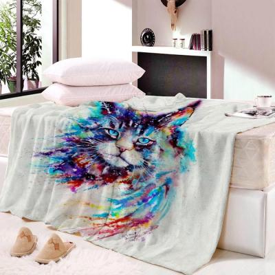 China Dropship PORTABLE Cat 3D Print Blanket Couple Plane Adult Animal Bedding Picnic Anime Soft Fleece Blankets for sale