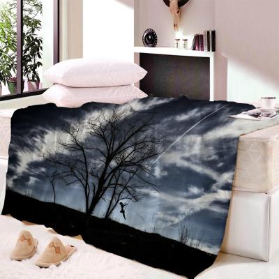 China 3D Starry Night Forest Tree Coral Fleece Blanket PORTABLE Throw for Sofa Bed Weighted Blankets Throw for Adults for sale