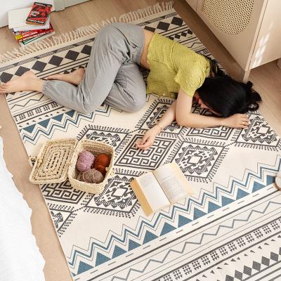 China Anti-Slip Blankets And Rugs For Living Room Retro Cotton Canvas Anti-Slip Floor Carpets Mat Area Rug Boho For Home Hallway Decoration for sale