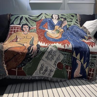 China Anti-pilling Casual Blankets Carpet Decoration Guitar Woman Matisse Carpet Sofa Leisure Carpet Single Tapestry Sofa Blanket Throw Blankets for sale