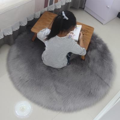 China Reversible Round Floor Mat Soft Washable Artificial Sheepskin Fur Wool Carpets Blankets For Runner Floor Chairs Bed Home Decoration for sale