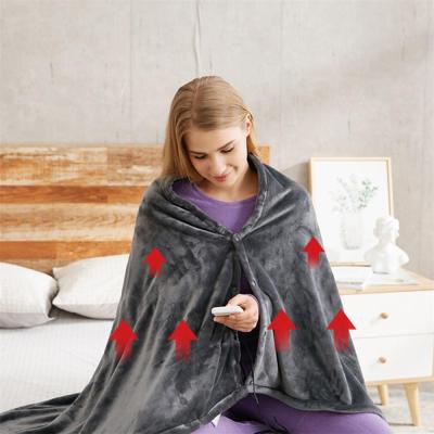 China One Seat Usb Heated Electric Heating Lap Coral Flannel Blanket Warm Shawl Heating Plush Throw Cape for sale