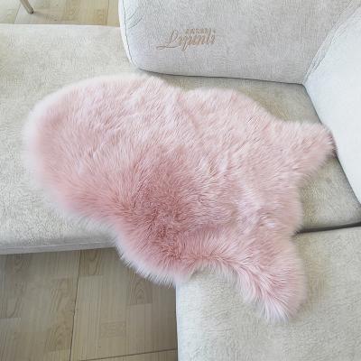 China Stripe Faux Sheepskin Chair Cover Seat Padded Soft Skin Fur Solid Color Sofa Carpet Cushion Hairy Mat Blankets Bedroom Fluffy Cover for sale