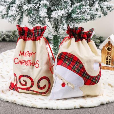 China New Non-Toxic Santa Claus Customize Candy Bag Christmas Gift Pouch Cotton Burlap Bags 55x39 Christmas Ornaments For Home for sale