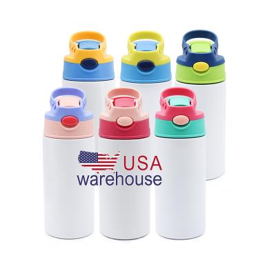 China Viable logo DIY custom stainless steel water bottle sublimation kids double walled tumbler with flip top wholesale for sale