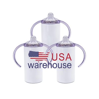 China Factory Wholesale 12oz Sublimation Child Viable Mugs Seamless Straight Double Walled Insulated Empty Mugs With Straw for sale