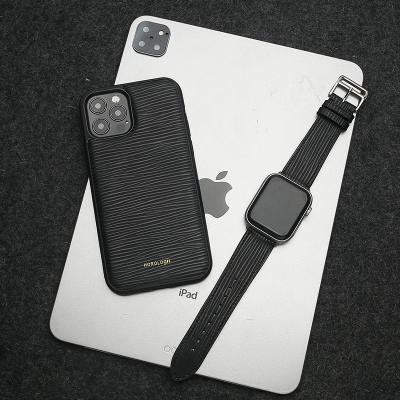 China Mobile Phone Shell Case Personalized Italian Leather Shockproof Black Wave Pattern for sale