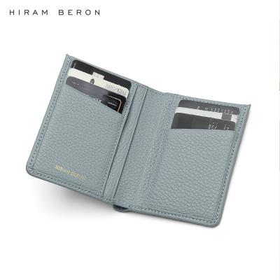 China None Custom Brand Hiram Beron Soft Pebble Pattern Slim Mens Wallets Leather Card Case for sale