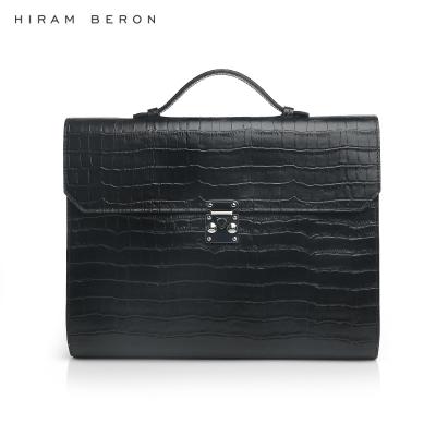 China Hiram Beron Italian Leather Bags Luxury Business and Wholesale Mens Briefcase Folder Case OEM for sale