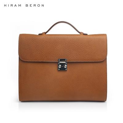 China Business Hiram Beron Full Grain Italian Dress and Vegetable Tanned Leather Mens Briefcase Men's Briefcase Case Wholesale OEM for sale