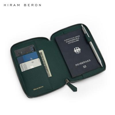 China Hiram Beron Leather Passport Bag organizer RFID blocking pocket zipper case dropship and brand custom wholesale for sale