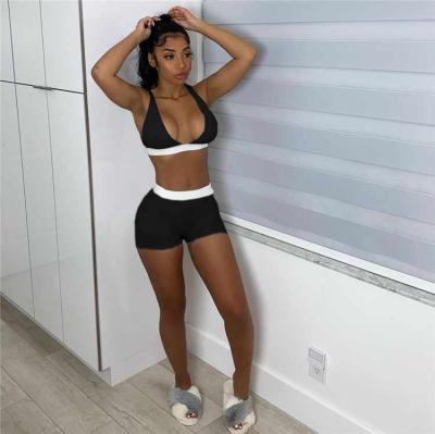 China C8077-new arrivals 2021 breathable activewear sports bra yoga set women summer shorts set woman sweat suit sets for sale