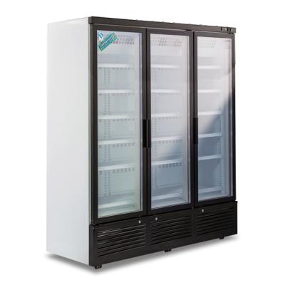 China Single-Temperature Supermarket Classic Black Giant Double Freezer Glass Door Mounted Bottom Beverage For Display Freezer for sale