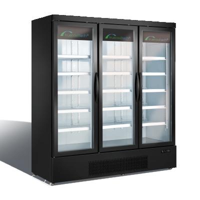 China Single-Temperature High Capacity Refrigerator Option Triple Door Glass Door Upright Commercial Beverage Showcase Cooler for sale