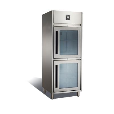 China Stainless Steel Upright Glass Freezer Kitchen Hotel Double-temperature Catering Solutions Commercial Door Freezer for sale