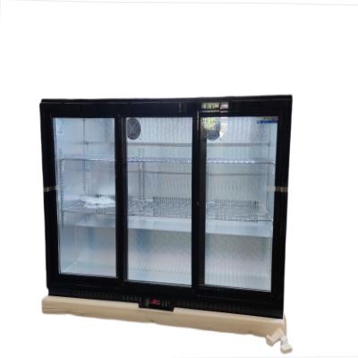 China Single-Temperature Single-temperature Sliding Door Back Bar Cooler Beverage Display Refrigerator Triple Fridge for sale