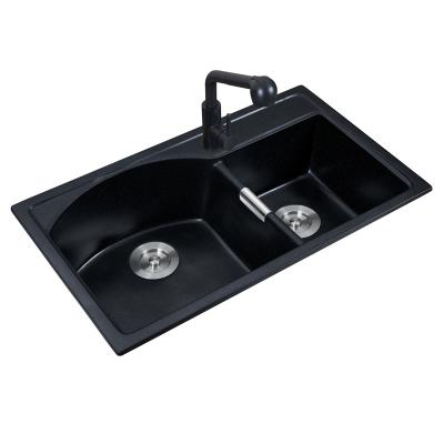 China Without Faucet Kitchen Sink Cheap Price Double Basin Quartz Sink With Epoxy Material for sale