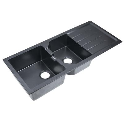 China Without Faucet Food Grade Kitchen Sink Granite Double Bowl Sink In Australia for sale