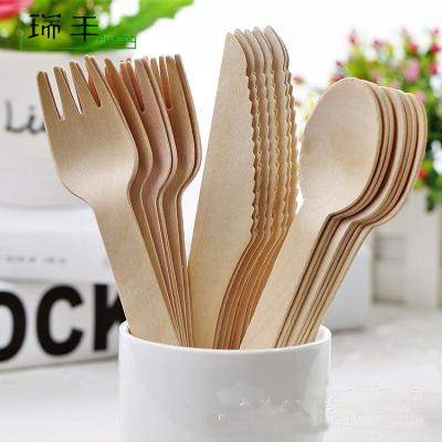 China China Wholesale Eco-Friendly Birch Wood Disposable Grade A Disposable Wooden Tableware Set for sale