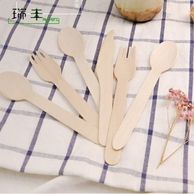 China Travel Disposable Eco-friendly Wooden Cutlery Disposable Wooden Birch Tableware Spoon Fork Knife for sale