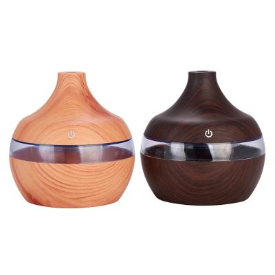 China Household 300ml USB Space Electric Personal Air Humidifier Ultrasonic Wood Grain LED Lights Aroma Diffuser For Home for sale