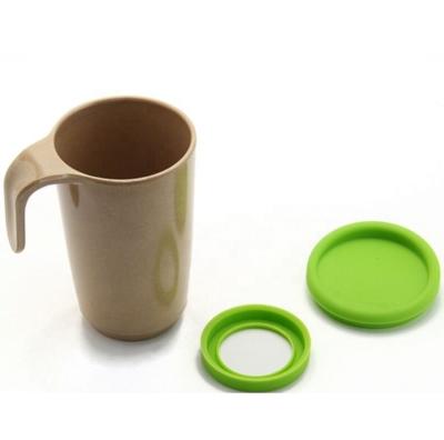 China Sustainable Rice Husk Fiber Coffee Mug With Silicone Lid And Holder for sale