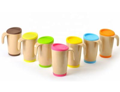 China Sustainable New Product Rice Husk Fiber Coffee Mug With Silicone Lid And Holder for sale