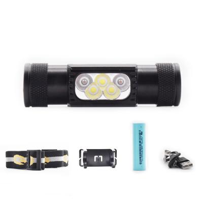 China 5 LED Powerful Rechargeable Headlamp with 8 Modes Ultra Bright Outdoor Camping Flashlight Headlamp for sale