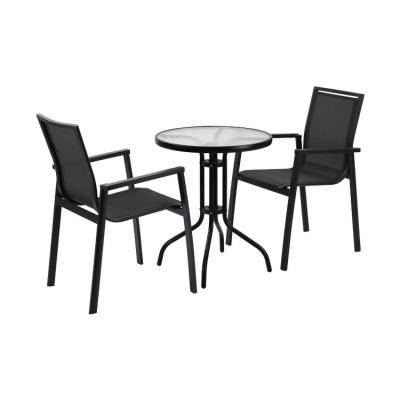 China Eco-freindly New Design Furniture 3 Piece Outdoor Garden Dining Chair And Round Table Set for sale